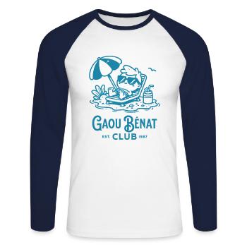 Gaou Bénat club - T-shirt baseball manches longues Homme - blanc/marine - Devant - Nik (191cm)