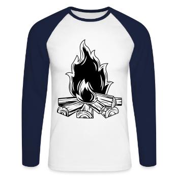 campfire flame icon - Unisex Long Sleeve Baseball T-Shirt - white/navy - Front - Nik (191cm)
