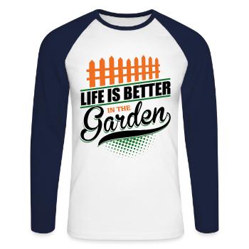 Hobby gardeners, fruit and vegetable gardeners - Unisex Long Sleeve Baseball T-Shirt - white/navy - Front - Nik (191cm)