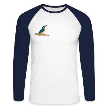 Kingfisher - Unisex Long Sleeve Baseball T-Shirt - white/navy - Front - Nik (191cm)