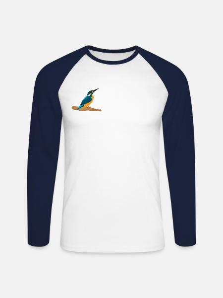 Kingfisher - Unisex Long Sleeve Baseball T-Shirt - white/navy