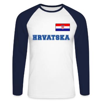 Croatia jersey look – HRVATSKA with flag flag - Unisex Long Sleeve Baseball T-Shirt - white/navy - Front - Nik (191cm)