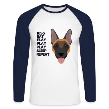 Belgian Shepherd Colorful - Unisex Long Sleeve Baseball T-Shirt - white/navy - Front - Nik (191cm)