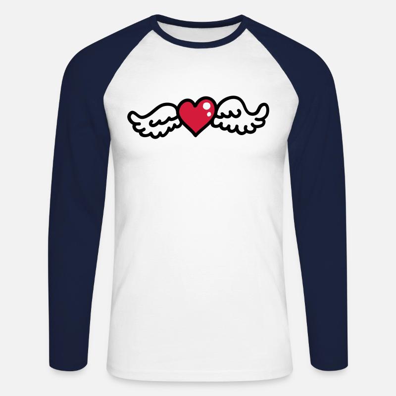 Herzflügel 3 - Unisex Baseballshirt langarm - Weiß/Navy