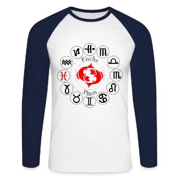 star signs fish - Unisex Long Sleeve Baseball T-Shirt - white/navy - Front - Nik (191cm)