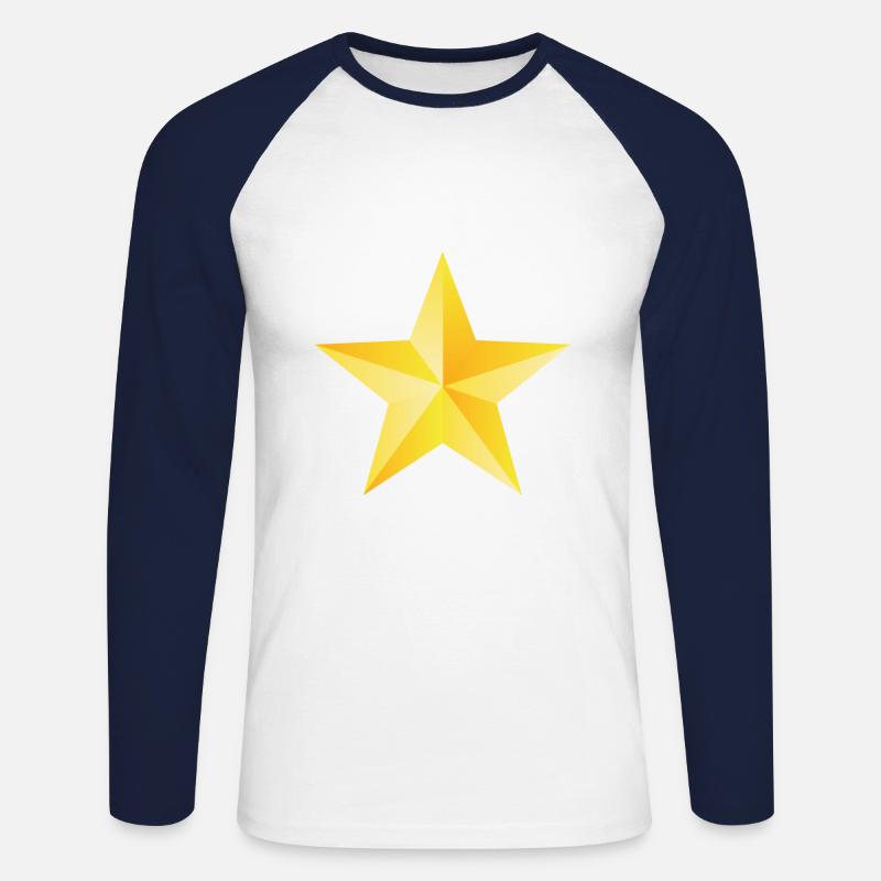 Glänzender Stern - Unisex Baseballshirt langarm - Weiß/Navy