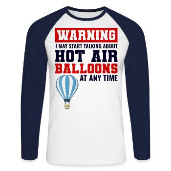 Heißluftballonfahrt Hopper Ballonfahrt Ballonfahrer - Unisex Baseballshirt langarm - Weiß/Navy - Vorne - Nik (191cm)