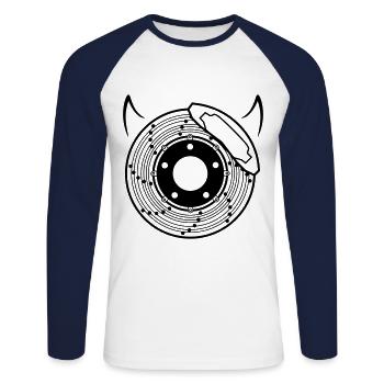 Disque de frein avec klaxons pour amis de moto de voiture - T-shirt baseball manches longues Homme - blanc/marine - Devant - Nik (191cm)
