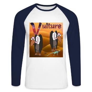 V For Vulture - Unisex Long Sleeve Baseball T-Shirt - white/navy - Front - Nik (191cm)