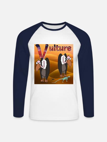 V For Vulture - Unisex Long Sleeve Baseball T-Shirt - white/navy