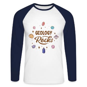 Roches géologiques - Roches géologiques - T-shirt baseball manches longues Homme - blanc/marine - Devant - Nik (191cm)