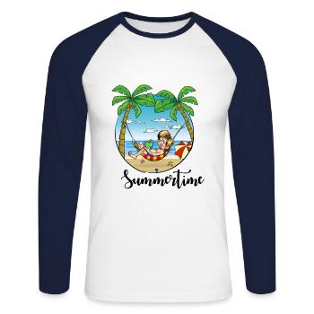 Enjoy the summer and the sun - Unisex Long Sleeve Baseball T-Shirt - white/navy - Front - Nik (191cm)