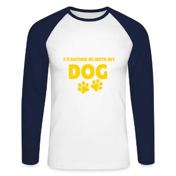 I would rather be with my dog - Unisex Long Sleeve Baseball T-Shirt - white/navy - Front - Nik (191cm)