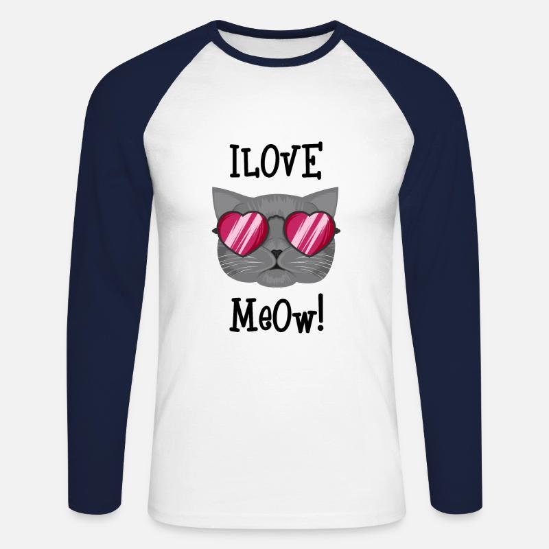 Ich liebe Kätzchen - Unisex Baseballshirt langarm - Weiß/Navy