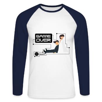 Bachelor Party Bachelor Game Over - Unisex Long Sleeve Baseball T-Shirt - white/navy - Front - Nik (191cm)