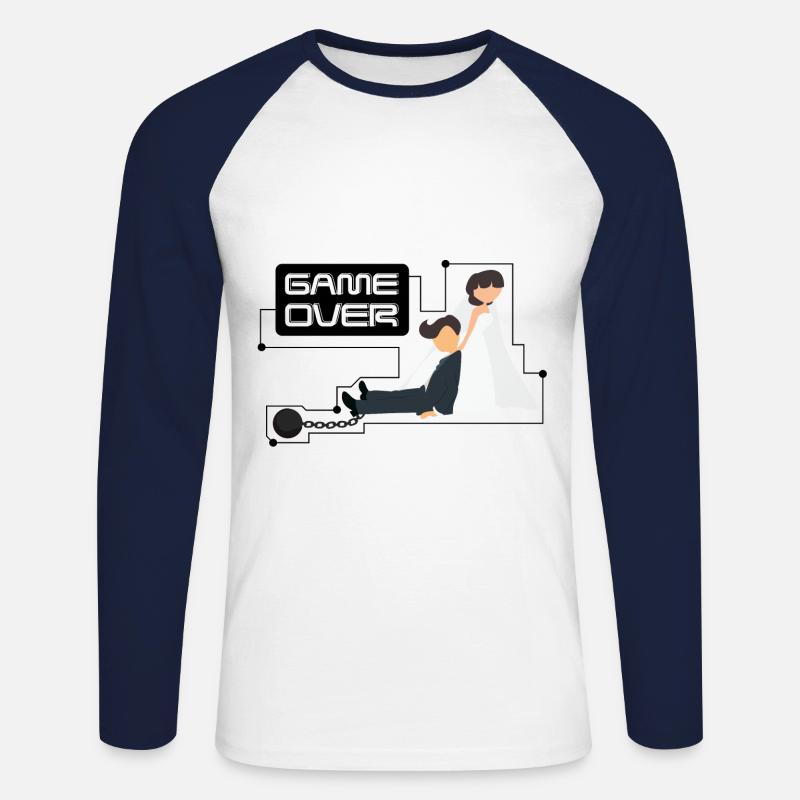 Junggesellenabschied Bachelor Game Over - Unisex Baseballshirt langarm - Weiß/Navy
