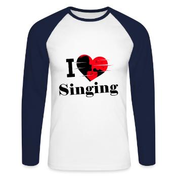 Ich liebe Singen im Chor - Unisex Baseballshirt langarm - Weiß/Navy - Vorne - Nik (191cm)