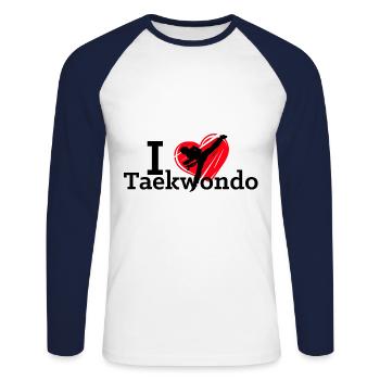 J'adore le sport de taekwondo - T-shirt baseball manches longues Homme - blanc/marine - Devant - Nik (191cm)
