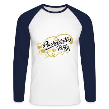 Bachelorette party - Unisex Long Sleeve Baseball T-Shirt - white/navy - Front - Nik (191cm)
