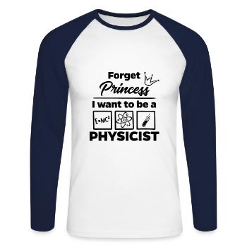 Physiker statt Prinzessin - Unisex Baseballshirt langarm - Weiß/Navy - Vorne - Nik (191cm)