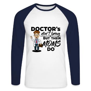Docteur & Medic - Leurs mamans se vantent - T-shirt baseball manches longues Homme - blanc/marine - Devant - Nik (191cm)