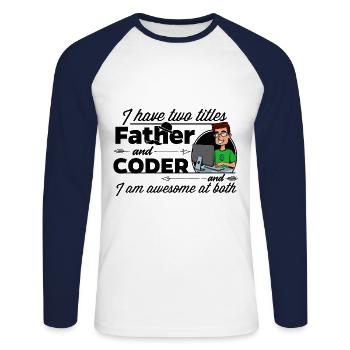 Programmierer und Vater - Unisex Baseballshirt langarm - Weiß/Navy - Vorne - Nik (191cm)