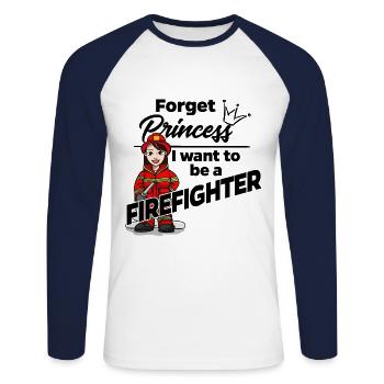 Firefighter instead of a princess - Unisex Long Sleeve Baseball T-Shirt - white/navy - Front - Nik (191cm)