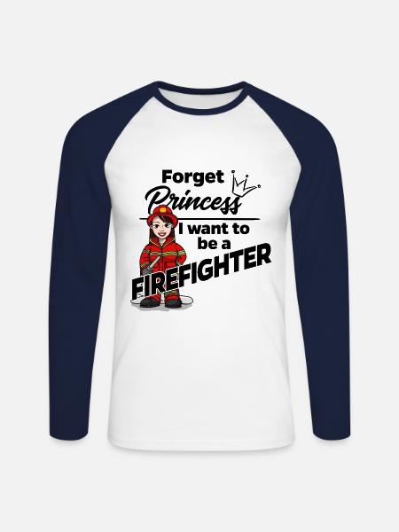 Firefighter instead of a princess - Unisex Long Sleeve Baseball T-Shirt - white/navy