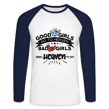 Les mauvaises filles vous apportent le paradis - T-shirt baseball manches longues Homme - blanc/marine - Devant - Nik (191cm)