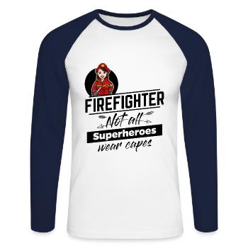 Firefighter - superhero without a cape - Unisex Long Sleeve Baseball T-Shirt - white/navy - Front - Nik (191cm)