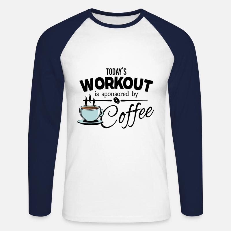 Kaffee Bohne - Todays Workout - Unisex Baseballshirt langarm - Weiß/Navy