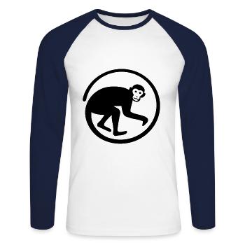 Affe - Unisex Baseballshirt langarm - Weiß/Navy - Vorne - Nik (191cm)