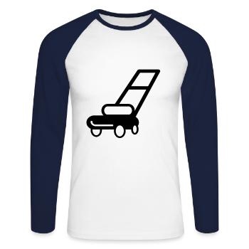 Lawn mower gardening - Unisex Long Sleeve Baseball T-Shirt - white/navy - Front - Nik (191cm)