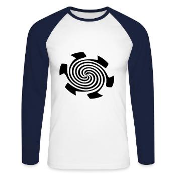 Spirale Hypnose hypnotique hallucination - T-shirt baseball manches longues Homme - blanc/marine - Devant - Nik (191cm)