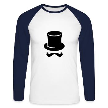 Assistant Cylindre - T-shirt baseball manches longues Homme - blanc/marine - Devant - Nik (191cm)