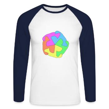 mandala bouddhisme - T-shirt baseball manches longues Homme - blanc/marine - Devant - Nik (191cm)