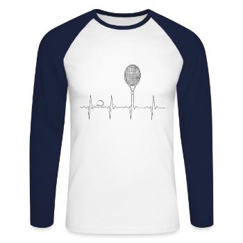 ECG Heartbeat Heartbeat Tennis - T-shirt baseball manches longues Homme - blanc/marine - Devant - Nik (191cm)