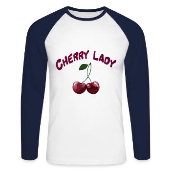 Cherries - Cherry Lady - Unisex Long Sleeve Baseball T-Shirt - white/navy - Front - Nik (191cm)