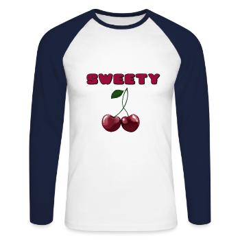 Cherries - Cherries sweety - Unisex Long Sleeve Baseball T-Shirt - white/navy - Front - Nik (191cm)