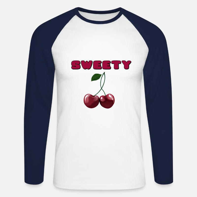 Kirschen - Cherries sweety - Unisex Baseballshirt langarm - Weiß/Navy