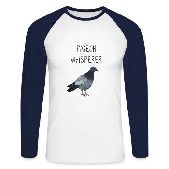 Tauben Flüsterer - Unisex Baseballshirt langarm - Weiß/Navy - Vorne - Nik (191cm)