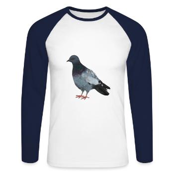 Taube - Unisex Baseballshirt langarm - Weiß/Navy - Vorne - Nik (191cm)