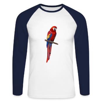 Perroquet - Perroquet Ara - T-shirt baseball manches longues Homme - blanc/marine - Devant - Nik (191cm)