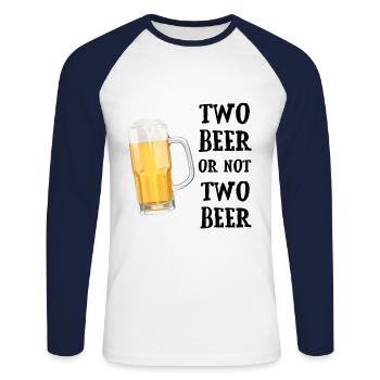 Bière - Deux bières ou pas deux bières - T-shirt baseball manches longues Homme - blanc/marine - Devant - Nik (191cm)