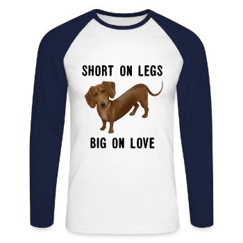 Dog Dachshund - Big on Love Short on Legs - Unisex Long Sleeve Baseball T-Shirt - white/navy - Front - Nik (191cm)