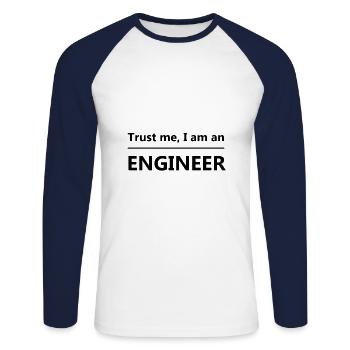 engineer - Unisex Long Sleeve Baseball T-Shirt - white/navy - Front - Nik (191cm)