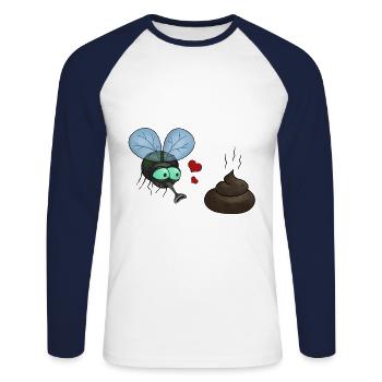 Amour de caca de mouche - T-shirt baseball manches longues Homme - blanc/marine - Devant - Nik (191cm)