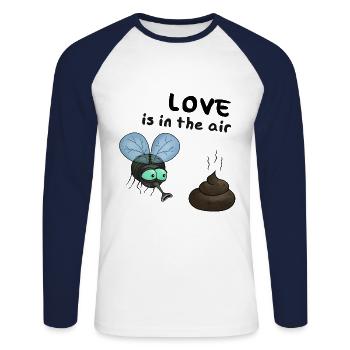 Fly Poop Love est dans l'air - T-shirt baseball manches longues Homme - blanc/marine - Devant - Nik (191cm)
