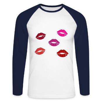 Many Lips - Unisex Baseballshirt langarm - Weiß/Navy - Vorne - Nik (191cm)