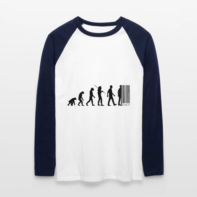 Evolution - barcode Unisex Long Sleeve Baseball T-Shirt